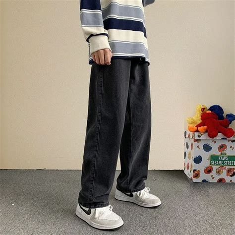 2021 Autumn New Streetwear Baggy Jeans Men Korean Fashion Loose