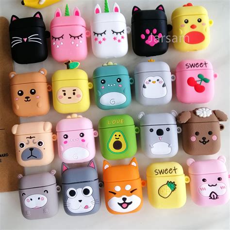 Cute Cartoon Silicone Cases For Airpods 1 2 Protective Wireless Earphone Charging Cover For