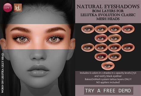 Second Life Marketplace Izzies Demo Natural Eyeshadows Lelutka