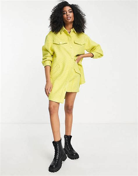 River Island Boucle Overshirt And Skirt Set In Yellow Asos