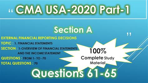 Cma Usa 🏆part 1 Year 2020 Q Anda 61 65 Section A Topic Over View Of Fs 📗