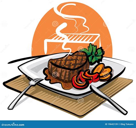 Bife de carne grelhado ilustração stock Ilustração de salada 19642139