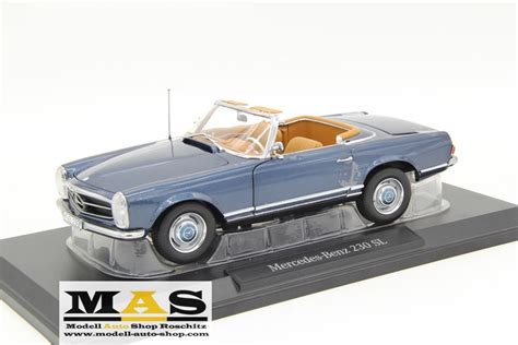 Mercedes Benz 230 SL W113 Pagode Cabriolet 1963 Blau Met Norev 1 18