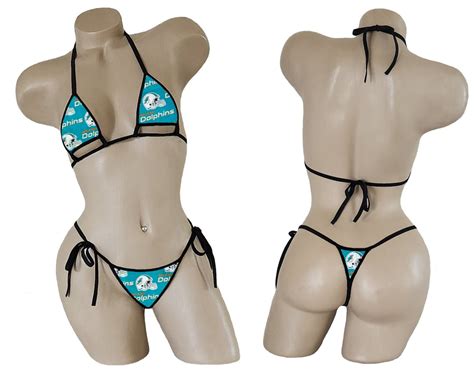 Miami Dolphins Bikini TEENY String Thong Bikini With Adjustable