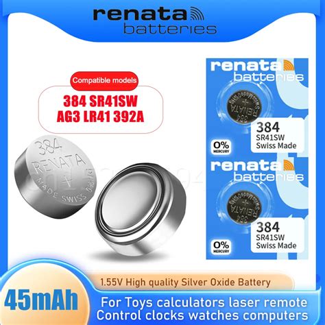 1 5PCS Original Renata 384 SR41SW AG3 LR41 392A LR736 V3GA 192 1 55V