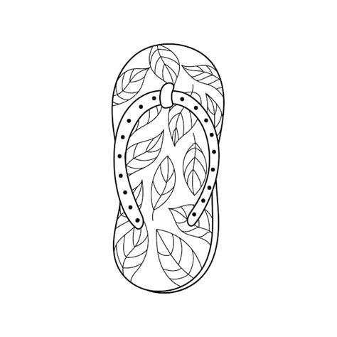 Premium Vector Hand Drawn Flip Flop Shoe In Outline With Leaves