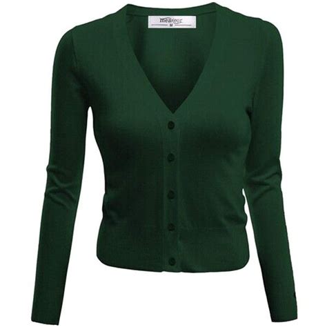 Meaneor Women S Classic V Neck Button Down Cardigan Sweater Dark Green 18 Liked On