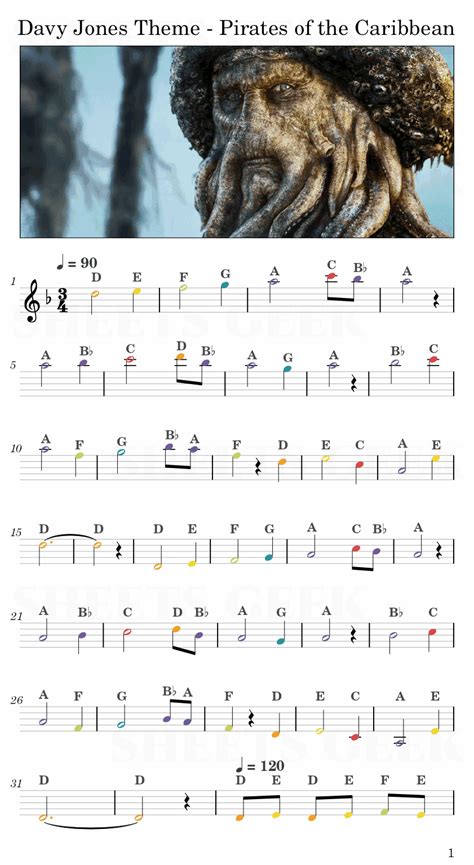 Davy Jones Theme - Pirates of the Caribbean | Easy Sheet Music