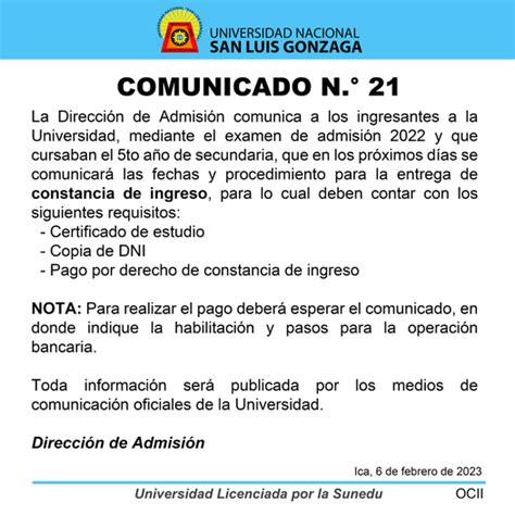 Comunicado atención estudiantes que cursaban el 5to año de secundaria