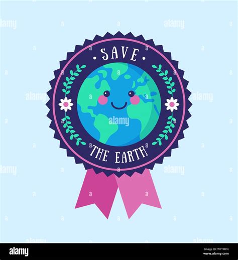 Save The Earth Badge Environmental Conservation Concept Vector