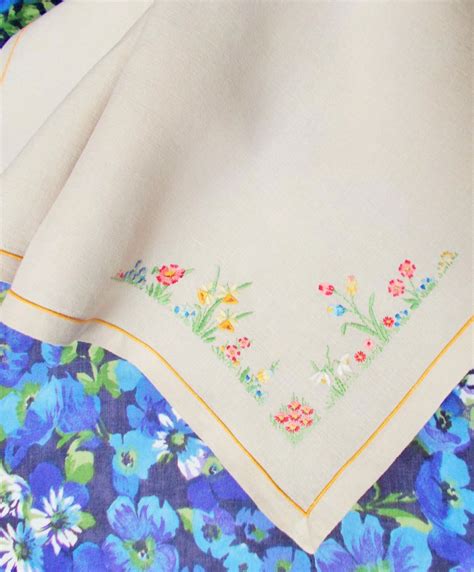 Beautiful Vintage Hand Embroidered Tray Cloth Spring Flowers Etsy Uk