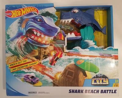 Hot Wheels City Shark Beach Battle Challenge Playset Toys NEW 887961585926 EBay