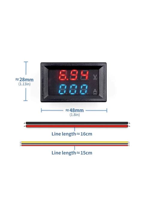 ROBİZ DC 0 100V 10A Dijital Voltmetre Ampermetre DSN VC288 Mavi Kırmızı