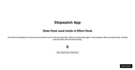 React Stopwatch Timer Codesandbox