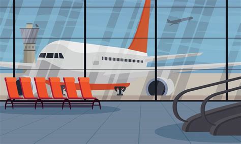 Airport Hall With Electric Stairs 11453040 Vector Art At Vecteezy