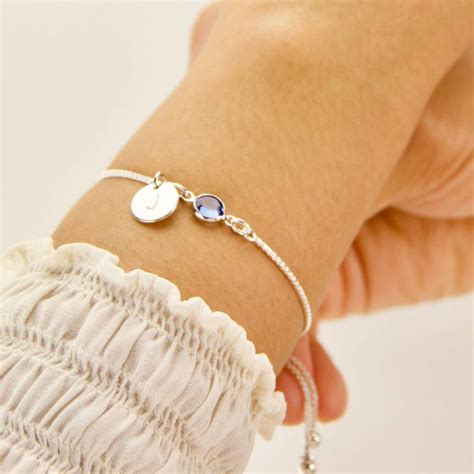 Sterling Silver Birthstone Sliding Bracelet By Gaamaa