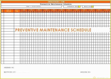 Preventive Maintenance Schedule Template Excel Free Of Planned