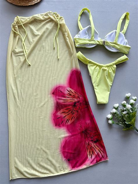 Jsn Pieces Bikini Sexy Women Swimsuit Swimwear Female Long Dress Cover Up Bikini Set