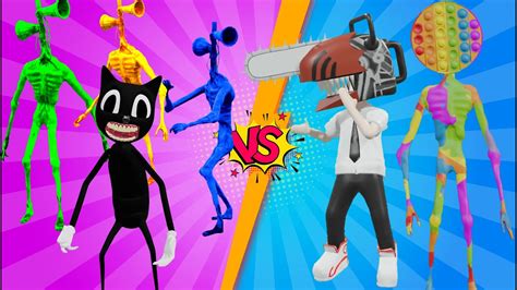 Team Siren Head Cartoon Cat Vs Siren Head Pop It Head Vs Level Up Boss