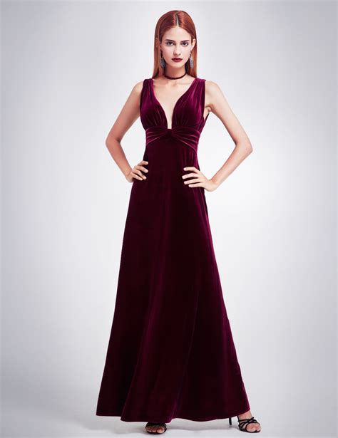 Ever Pretty Uk Long V Neck Velvet Evening Dresses Sleeveless Coaktail Gown 07182 Ebay