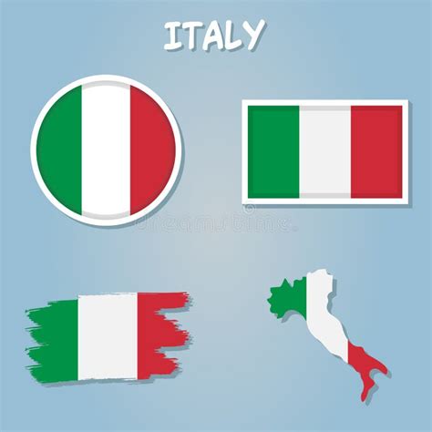 Country Shape Outlined And Filled With The Flag Of Itlay Stock Vector