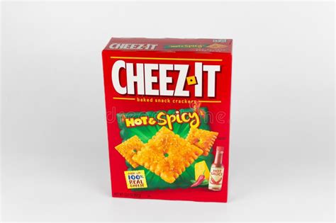 Cheez It Hot And Spicy Product Container And Trademark Logo Editorial