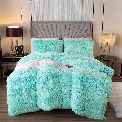 Ziqinpsq Plush Shaggy Duvet Cover Settie Dye Faux Fur Bedding Set For Teens Girls Soft Velvet