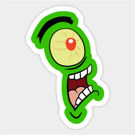 Plankton Evil Spongebob Planktons Grin Cartoon Cute Sticker Teepublic