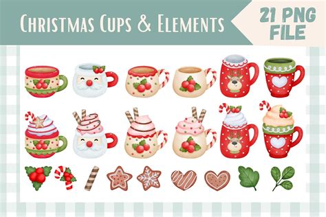 Christmas Coffee Mug & Elements Clip Art Graphic by Fox7 · Creative Fabrica