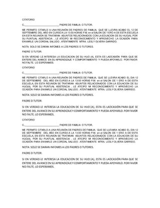 Citatorio A Padres Pdf