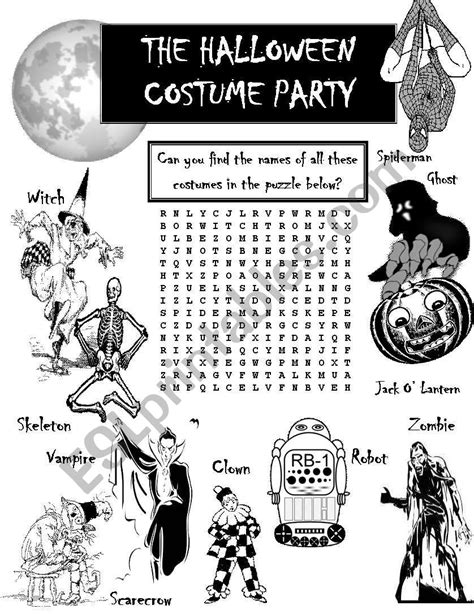 Halloween Costume Party Word Search ESL Worksheet By Seansarto