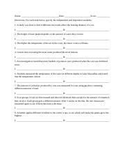 TYPES OF VARIABLES Docx Name Date Score Directions For Each Item