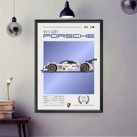 Porsche 911 Gt1 Print Porsche 9911 Gt1 Poster 1990s Car Print Car