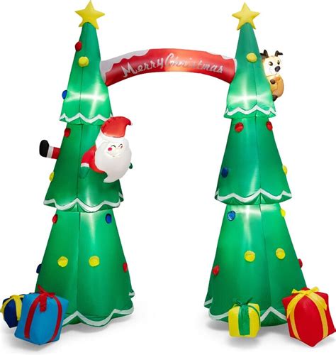 Tangkula 10 FT Inflatable Christmas Tree Archway With Santa Claus