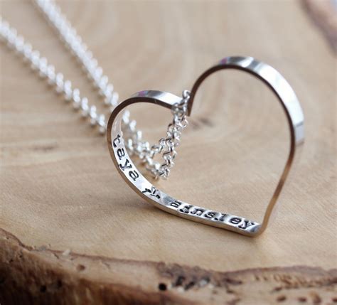 Personalized Everyday Open Heart Necklace Secret Wishes Sterling 2 Sisters Handcrafted