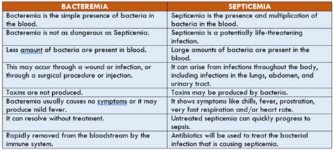 Difference Between Bacteremia And Septicemia Difference