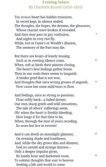 The Evening Solace Charlotte Brontë