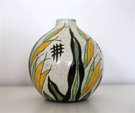 SELTENE ART DECO Vase von Charles Catteau für Boch Freres Keramis La