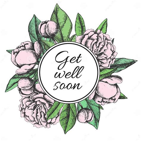 Get Well Soon Friendly Vector Vintage Card Stock Vector Illustration