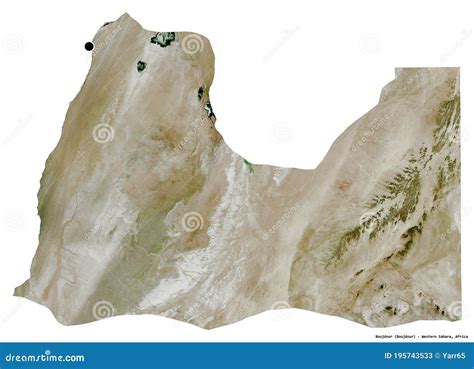 Boujdour Province Of Western Sahara On White Satellite Stock