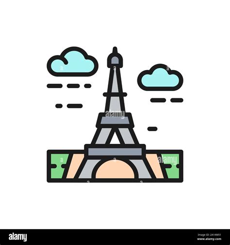 Vector Torre Eiffel Francia Emblem Tico Icono De L Nea De Color Liso