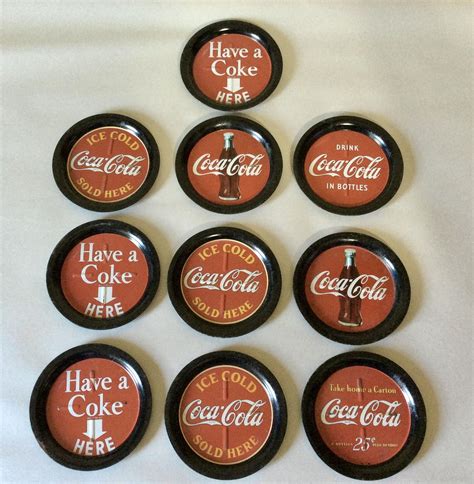 Vintage Coca Cola Coasters Metal Set Of 10 5 Patterns Etsy Coca Cola Vintage Coca Cola Cola