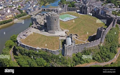 Aerial View Of Pembroke Castle Pembrokeshire Wales UK Stock Photo Alamy