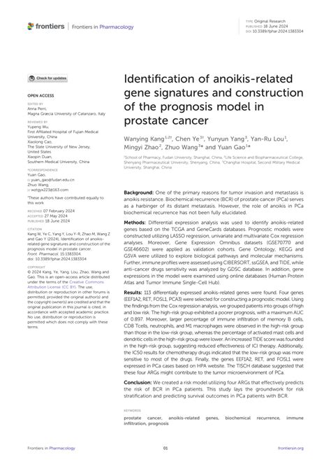 Pdf Identification Of Anoikis Related Gene Signatures And