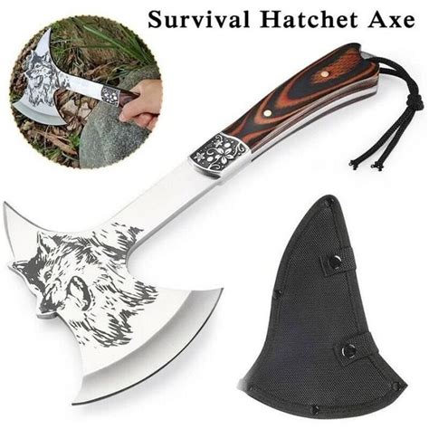 Hache de camping hachette tactique Tomahawk tête de loup poignée en