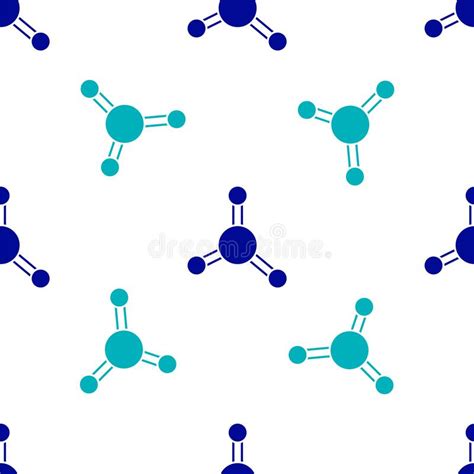 Blue Molecule Icon Isolated Seamless Pattern On White Background