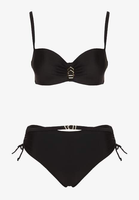 Czarne Bikini Majtki Typu Figi I Biustonosz Z Metalicznymi Ozdobami Kinasara Renee