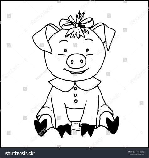 Piggy Girl Cute Characters Children Objects Stock Vector Royalty Free