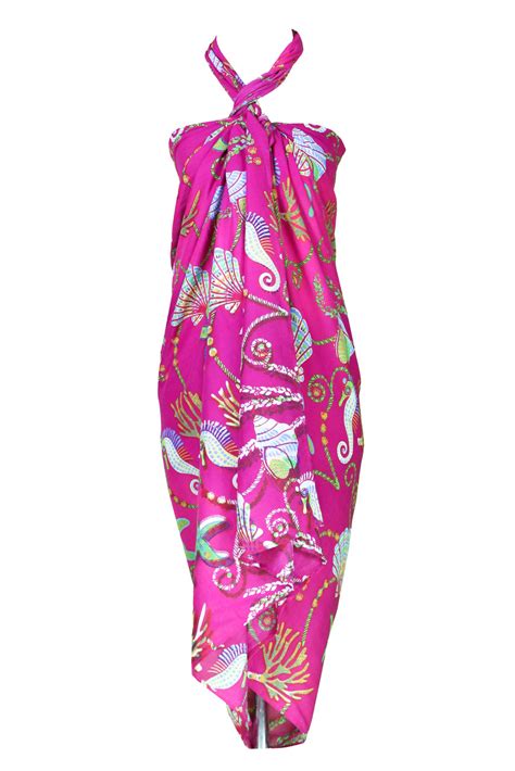 1 World Sarongs Seashell Motif In Pink 1 World Sarongs