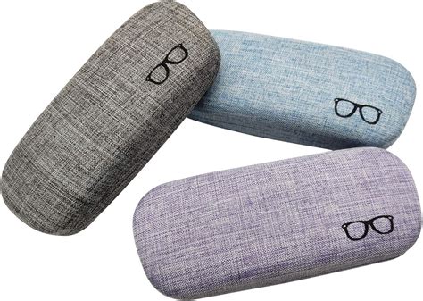 Hsymq 3pack Hard Shell Eyeglasses Case Protector Linen Fabrics Large Glasses Case Concise At